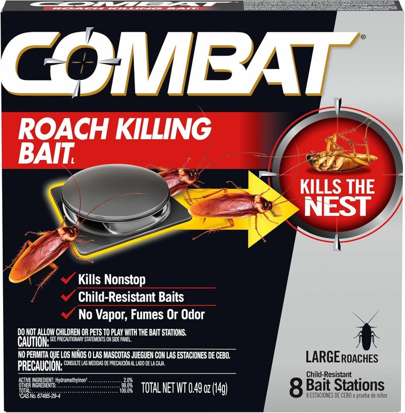 Combat Roach Killing Bait, Roach Bait Station For Large Roaches, Kills The Nest, Child-Resistant, 8 Count,Insects - Image 1